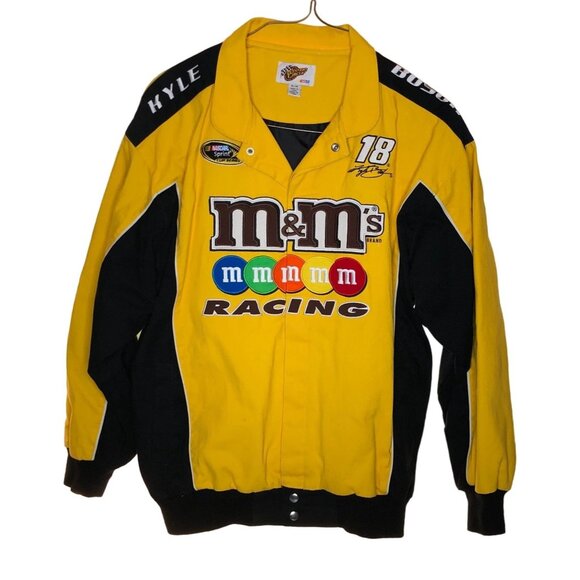 Winner's Circle Nascar M&M Jacket Kyle Busch Mens XL Denim Yellow Black Coat